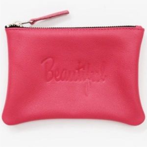 Jesse and Co “Beautiful” Embossed Pebble Leather Pouch Zipper Bag
